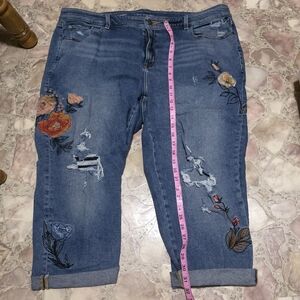 Lane Bryant Blue Floral Embroidered Jeans